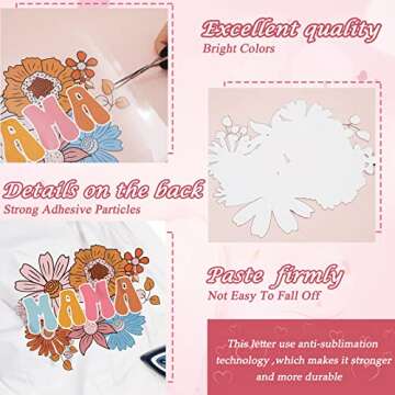 Whaline Mama Boho Iron On Transfer Patches for Crafting