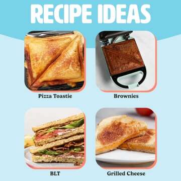 Tasty Mini Sandwich Maker, Makes Sandwiches, Paninis, Grilled Cheese, Desserts, Quick Results, Easy Cleanup, 600W, Aqua