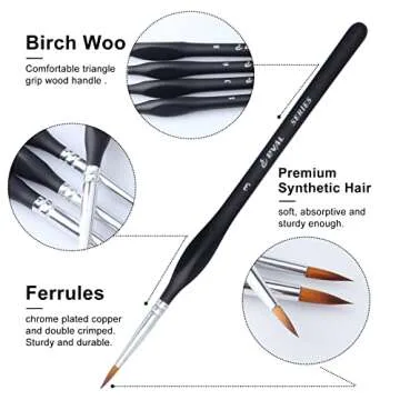 YIHUALE Detail Paint Brushes Set 10pcs for Artists & Hobbyists