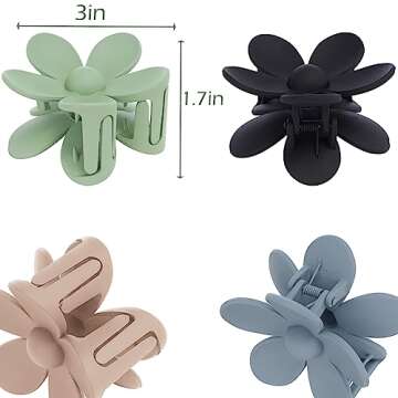 Flower Hair Clips 6 PCS Flower Claw Clips Daisy Clips for Women Matte Large Claw Clips Strong Hold Jaw Clamps Hair Accessories for Thick Hair 6 Colors