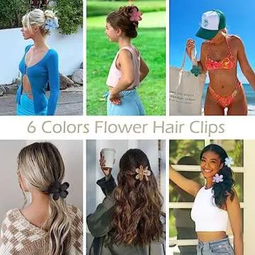 Flower Hair Clips 6 PCS Flower Claw Clips Daisy Clips for Women Matte Large Claw Clips Strong Hold Jaw Clamps Hair Accessories for Thick Hair 6 Colors