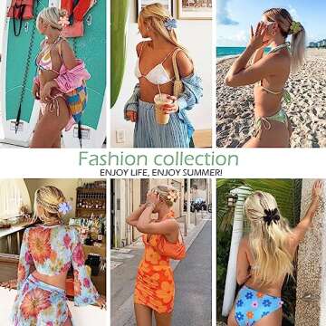 Flower Hair Clips 6 PCS Flower Claw Clips Daisy Clips for Women Matte Large Claw Clips Strong Hold Jaw Clamps Hair Accessories for Thick Hair 6 Colors