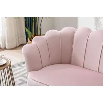 Loveseat Sofa, Modern Velvet Couch Accent Upholstered Settee, 2 Seater Small Loveseat for Small Spaces, Office, Bedroom, Living Room (Pink)