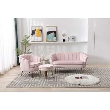 Loveseat Sofa, Modern Velvet Couch Accent Upholstered Settee, 2 Seater Small Loveseat for Small Spaces, Office, Bedroom, Living Room (Pink)