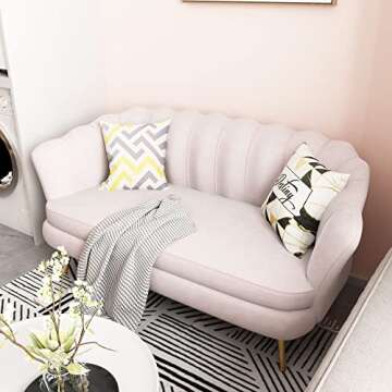 Loveseat Sofa, Modern Velvet Couch Accent Upholstered Settee, 2 Seater Small Loveseat for Small Spaces, Office, Bedroom, Living Room (Pink)