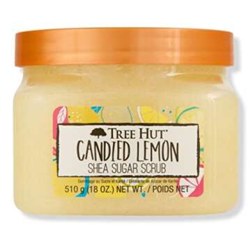 T H Tree Hut Shea Sugar Body Scrub Candied Lemon,18oz, With Single Fragrance-Free Makeup Remover Cleansing Towelettes