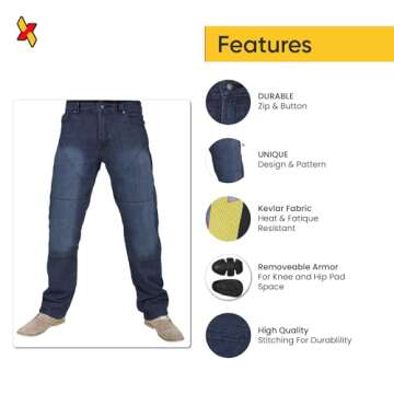 Juicy Trendz Motorcycle Jeans for Men - Motorcycle Riding Pants with Armor, Breathable Fabric for Co...