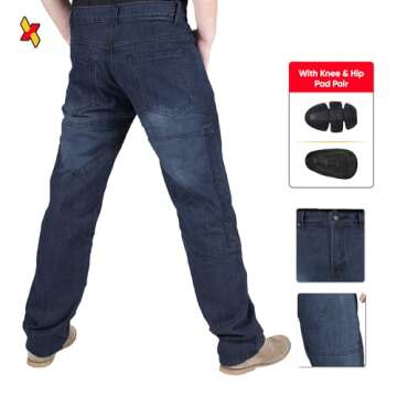 Juicy Trendz Motorcycle Jeans for Men - Motorcycle Riding Pants with Armor, Breathable Fabric for Comfort, Blue