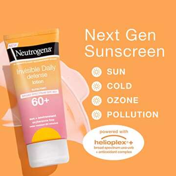 Neutrogena Invisible Daily Sunscreen Lotion, Broad Spectrum SPF 60+, Oxybenzone-Free & Water-Resista...