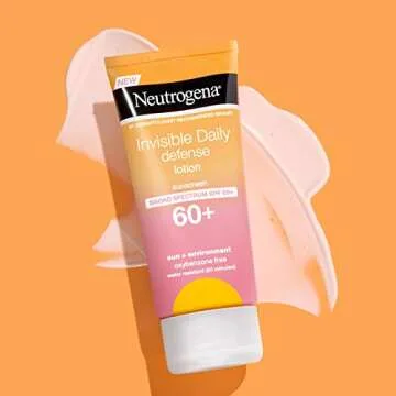 Neutrogena Invisible Daily Sunscreen Lotion, Broad Spectrum SPF 60+, Oxybenzone-Free & Water-Resistant, Sun or Environmental Aggressor Protection, Antioxidant, 3 Fl Oz (Pack of 1)