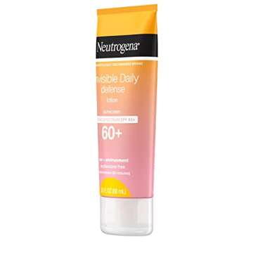 Neutrogena Invisible Daily Sunscreen Lotion, Broad Spectrum SPF 60+, Oxybenzone-Free & Water-Resistant, Sun or Environmental Aggressor Protection, Antioxidant, 3 Fl Oz (Pack of 1)