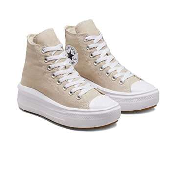 Converse Unisex Chuck Taylor All Star Move High Canvas Sneaker - Lace up Closure Style - Beach Stone 7