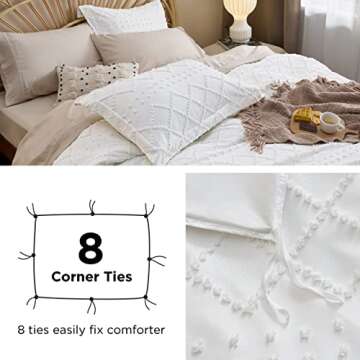 Bedsure Boho Bedding Queen for All Seasons, 3 Pieces Embroidery Shabby Chic Home Bedding Duvet Covers + Duvet Cover Queen Chic Geometric Tufted Duvet Cover