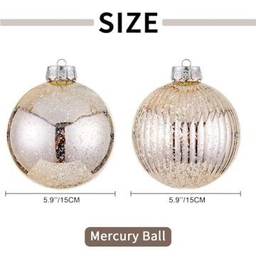 Large 6-inch Shatterproof Christmas Ball Ornaments Set of 2