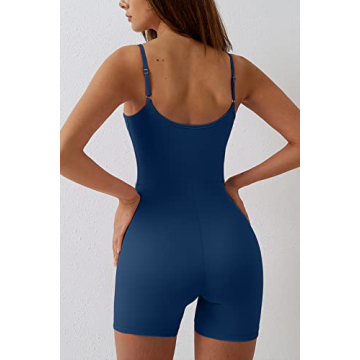 QINSEN Womens Slimming Fit Sleeveless Romper - Navy