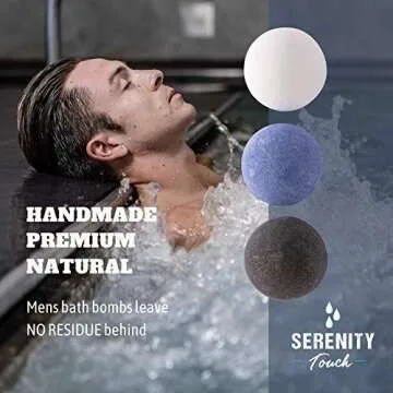 Men's Bath Bomb Gift Set Black Pepper, Ocean Breeze, Honey & Vanilla Scented Bath Explosions. Luxury Spa Pampering Set, Handmade & 100% Natural by Serenity Touch