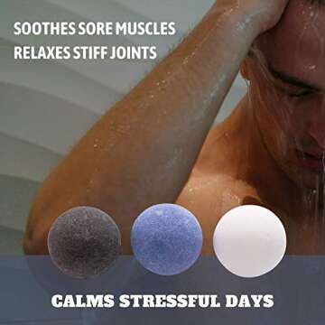 Men's Bath Bomb Gift Set Black Pepper, Ocean Breeze, Honey & Vanilla Scented Bath Explosions. Luxury Spa Pampering Set, Handmade & 100% Natural by Serenity Touch