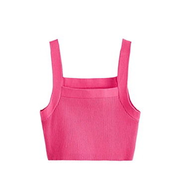 Floerns Women's Square Neck Rib Knit Crop Tank Top