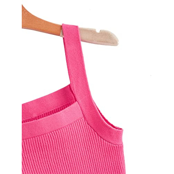 Floerns Women's Square Neck Rib Knit Crop Tank Top