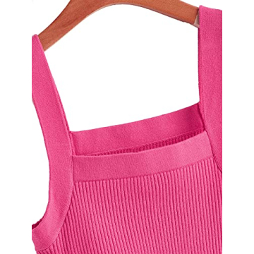 Floerns Women's Square Neck Rib Knit Crop Tank Top