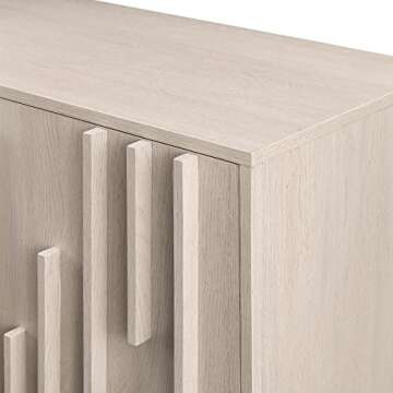 Walker Edison Contemporary Detailed 3-Door Sideboard 55 Inch Ivory Oak