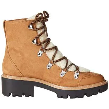 The Drop Women's Caleb Shearling Hiking Boot Dark Tan, 8.5