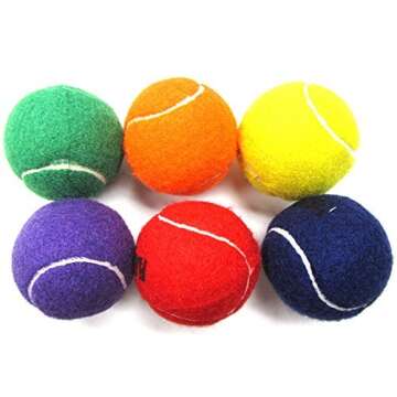 Coast Athletic Color Tennis Ball Set | Green, Orange, Yellow, Purple, Red, Blue Tennis Balls | (6 Pa...