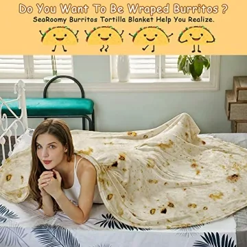 SeaRoomy Burritos Tortilla Blanket - Soft, Funny, and Fun for All
