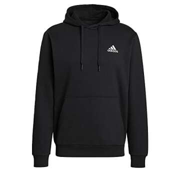 adidas Men's Essentials Fleece Hoodie, Black/White, X-Large