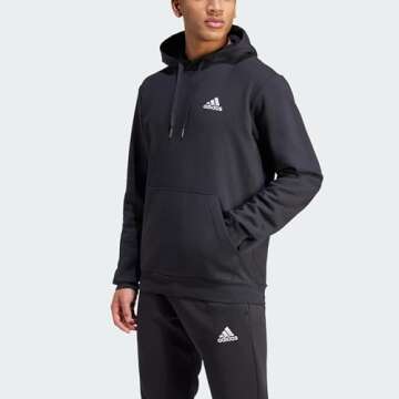 adidas Men's Essentials Fleece Hoodie, Black/White, X-Large
