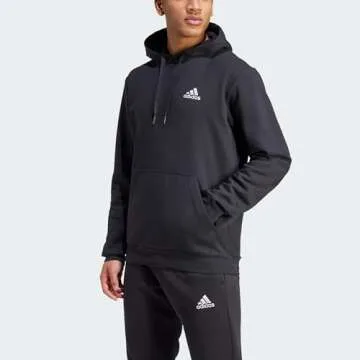 adidas Men's Essentials Fleece Hoodie, Black/White, X-Large