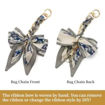 ZOOEASS Bag Extender Chain with Bow Ribbon Purse Chain Extender for Crossbody Bag Charms Women Handbag Decoration Accessories(Grey)