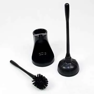 Casaphoria Toilet Plunger and Bowl Brush Combo for Bathroom Cleaning,Bathroom Accessories, Dark Blac...