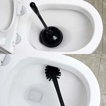 Casaphoria Toilet Plunger and Bowl Brush Combo for Bathroom Cleaning,Bathroom Accessories, Dark Black