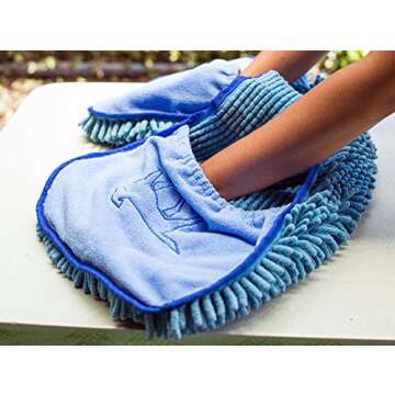 Tuff Pupper Quick Dry Towel for Dogs | Ultra Absorbent Microfiber Shammy | Extra Large 35x15 Size Dog Bath Towel | Comfortable Hand Pockets | Indoor Outdoor Use | Durable Material | Machine Washable