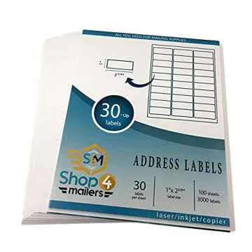 Shop4Mailers 30-Up White Shipping Labels - 3,000 Count