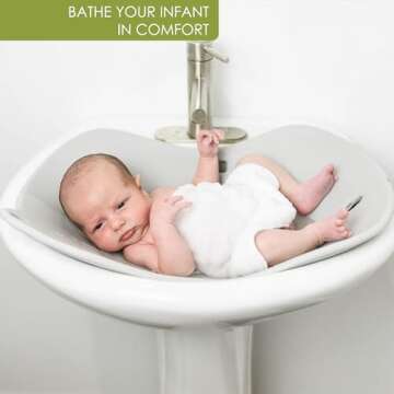 Puj Flyte Compact Infant Bathtub, Newborns and Infants - Stylish Baby Bath Essentials for Home and T...