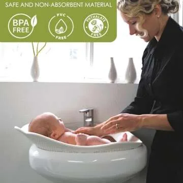 Puj Flyte Compact Infant Bathtub, Newborns and Infants - Stylish Baby Bath Essentials for Home and Travel - Fits Standard Sinks, Easy Clean, Store, Non-Absorbent - 23.5" x 10.51" x 1.5" (Grey)