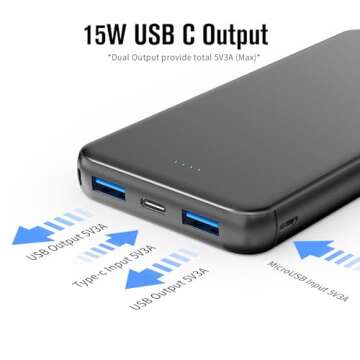 VANYUST S21 Portable Charger 10000mAh Power Bank USB-C Fast Charging Pack