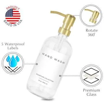 Stylish Emerson Essentials Glass Soap Bottle Dispensers