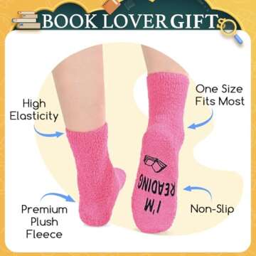 HAPPYPOP Book Lover Gifts for Women Females, Funny Reading Stocking Stuffers for Book Lovers Readers Students, Book Reading Socks for Teen Girls