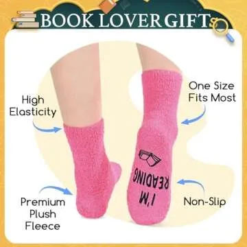 HAPPYPOP Book Lover Gifts for Women Females, Funny Reading Stocking Stuffers for Book Lovers Readers Students, Book Reading Socks for Teen Girls