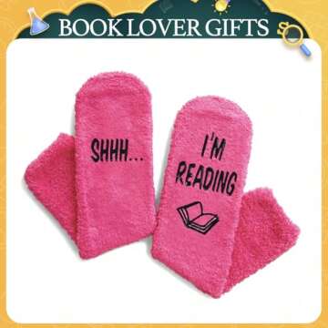 HAPPYPOP Book Lover Gifts for Women Females, Funny Reading Stocking Stuffers for Book Lovers Readers Students, Book Reading Socks for Teen Girls