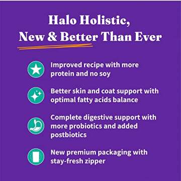 Halo Holistic Plant-Based Recipe with Kelp, Complete Digestive Health, Vegan Dry Dog Food Bag, Adult Formula, 21-lb Bag