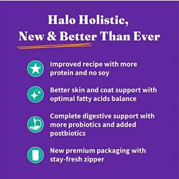 Halo Holistic Plant-Based Recipe with Kelp, Complete Digestive Health, Vegan Dry Dog Food Bag, Adult Formula, 21-lb Bag