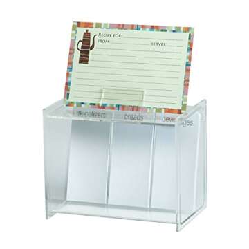 Meadowsweet Kitchens Create Your Own Recipe Card Box - Clear Acrylic Recipe Card Box with Recipe Car...