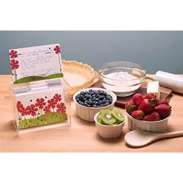 Meadowsweet Kitchens Create Your Own Recipe Card Box - Clear Acrylic Recipe Card Box with Recipe Card Holder Slot on Top & 12 Tab Dividers - Recipe Card Organizer Box for 4x6 or Smaller Recipe Cards