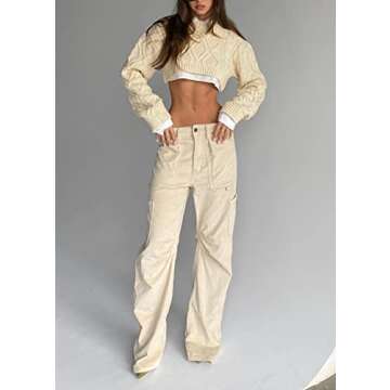 Women Y2K Knitted Crop Tops Color Block Patchwork Sweaters Long Sleeve Crochet Coverup Trendy Autumn Streetwear