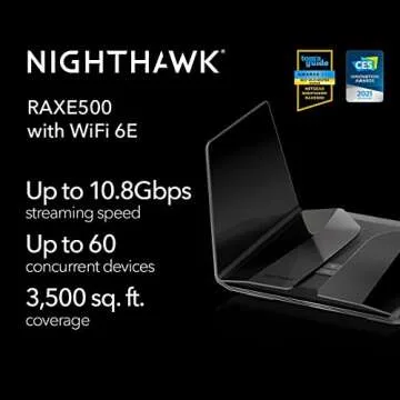 NETGEAR Nighthawk WiFi 6E Router (RAXE500) - Security Features, 12-Stream Gigabit Router AXE11000 Tr...