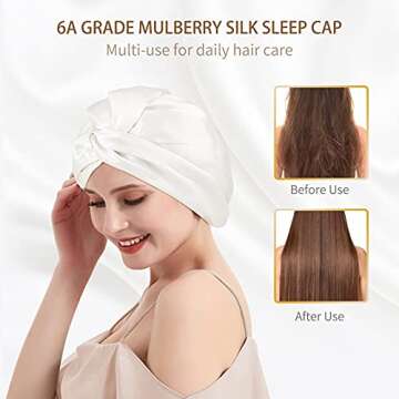 OLESILK Silk Bonnet for Sleeping Women: 100% Mulberry 22 Momme Silk, Adjustable Fit for Night Hair C...